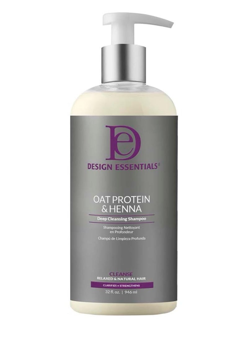 Design Essentials Oat Protein & Henna Deep Cleansing Shampoo for Relaxed & Natural Hair, Clarifies, Strengthens, & Volumizes Hair - Sulfate-Free, 32 Oz (Pack of 1)